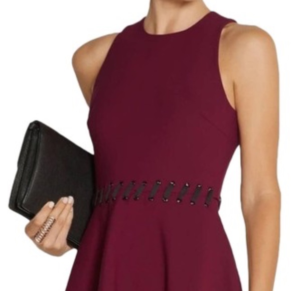 🍉Elizabeth and James Dress Carter Lace-Up Fit & Flare Sleeveless Burgundy - Picture 12 of 13